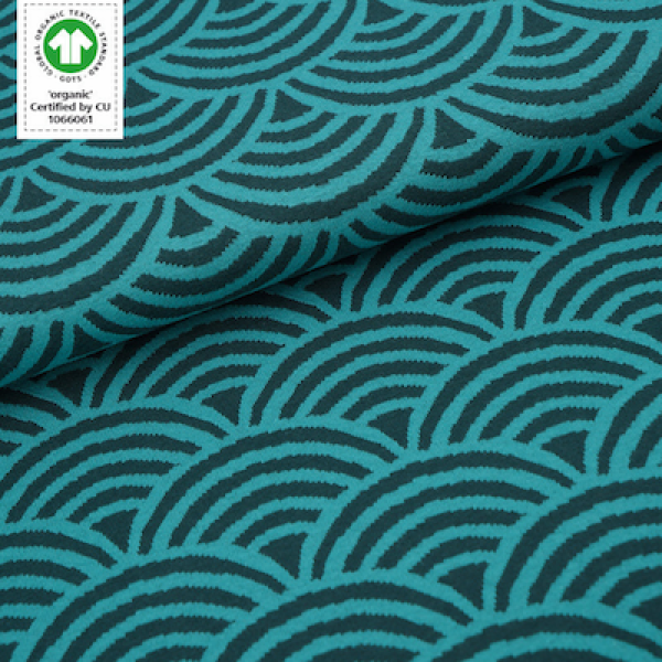 Bio-Jacquard Baumwolle Rainbow smaragd (GOTS) - Stoffonkel | Meterware